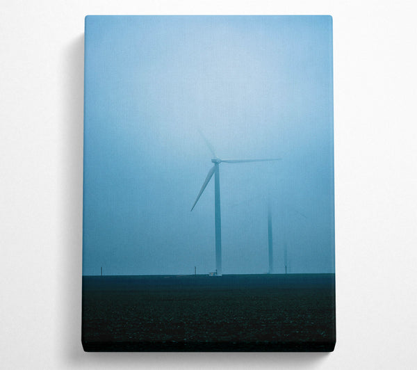  A Canvas Print of Blue Mist Turbine Field Canvas Wall Art