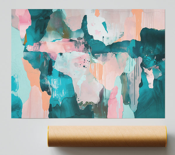 Teal And Peach Dreams Poster