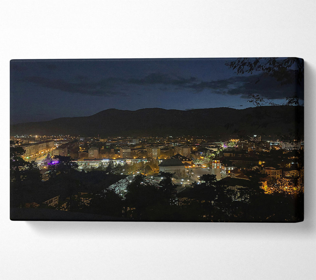  A Canvas Print of Golden City Lights Canvas Print