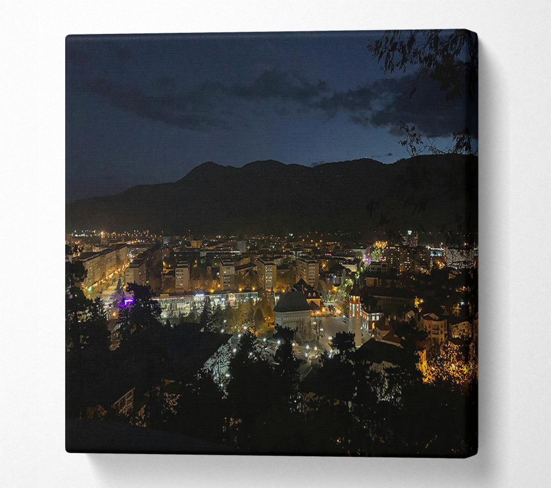 A Canvas Print of Golden City Lights Canvas Print