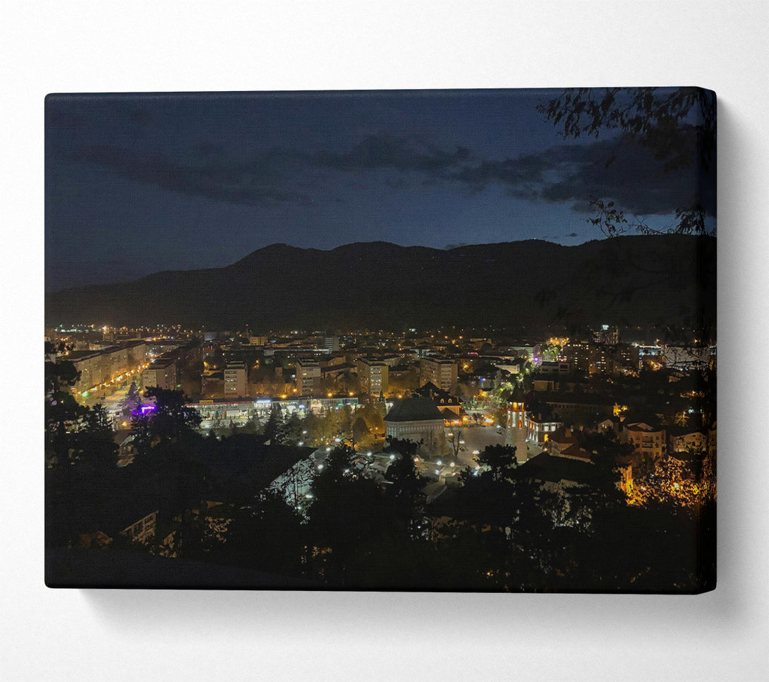  A Canvas Print of Golden City Lights Canvas Print