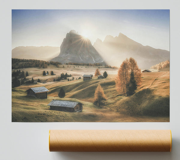Golden Mountain Sunrise Poster