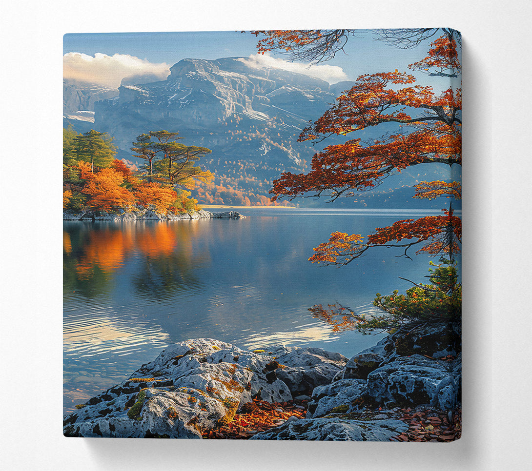  A Canvas Print of Autumnal Blue Reflections Canvas Wall Art