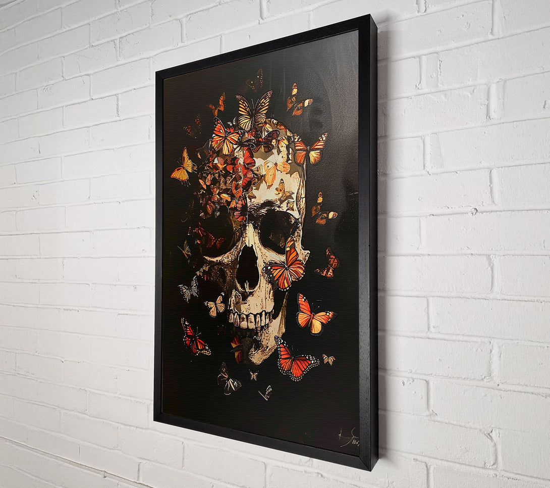  A Canvas Print of Orange Butterfly Skull Canvas Art