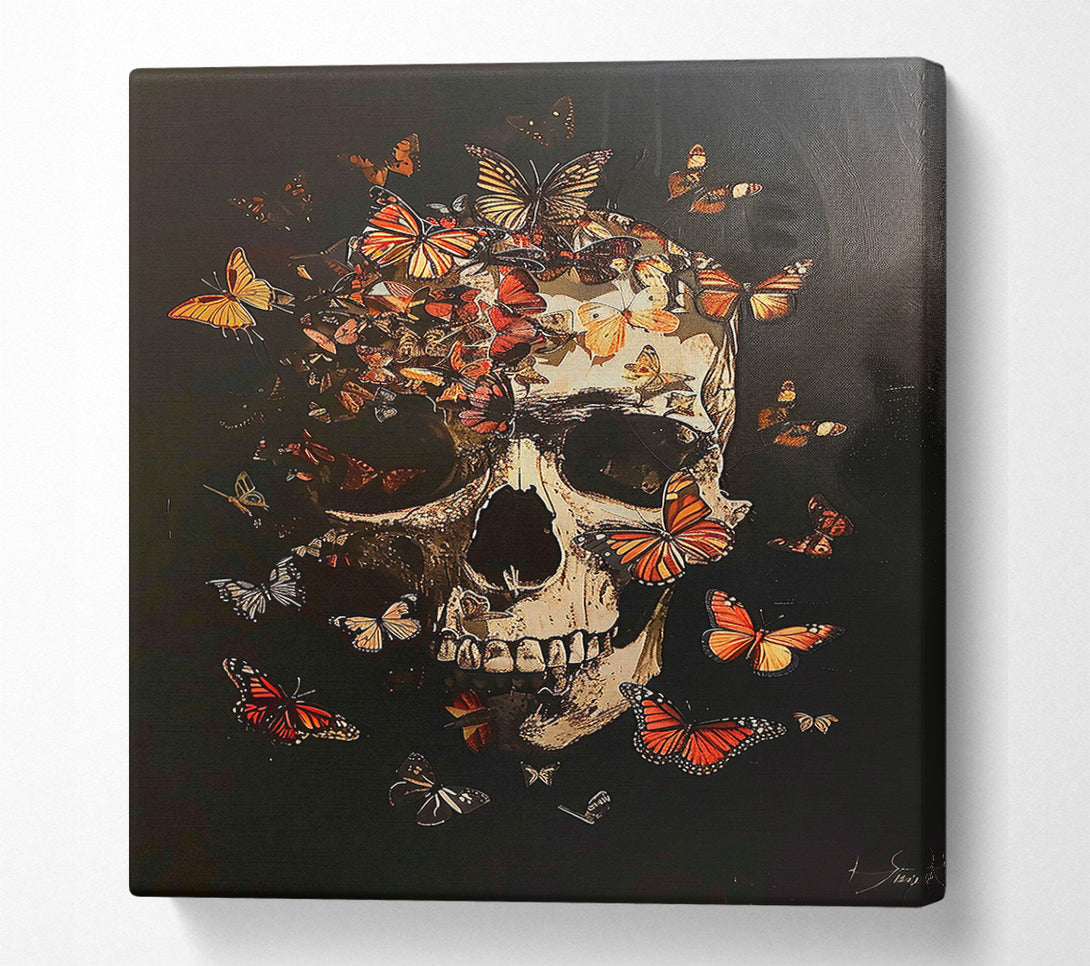  A Canvas Print of Orange Butterfly Skull Canvas Art