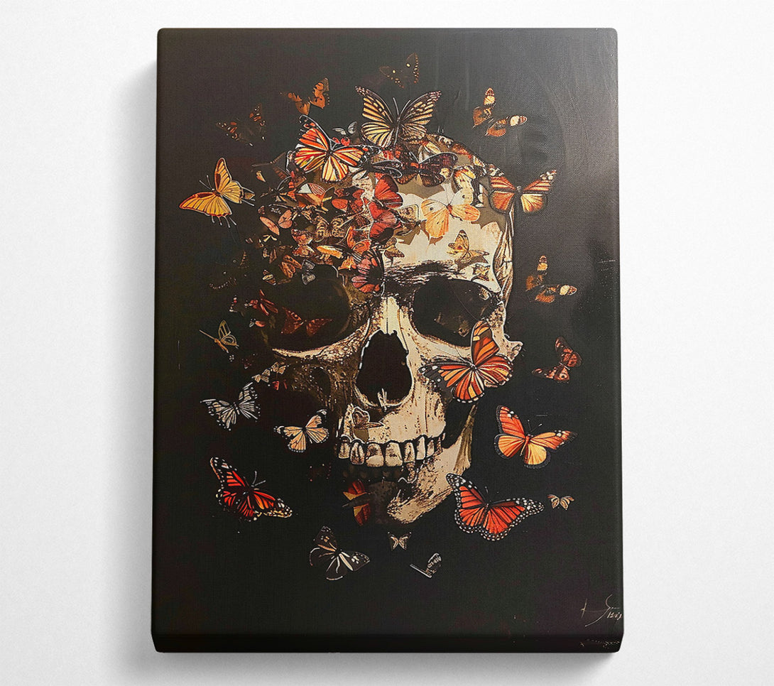  A Canvas Print of Orange Butterfly Skull Canvas Art