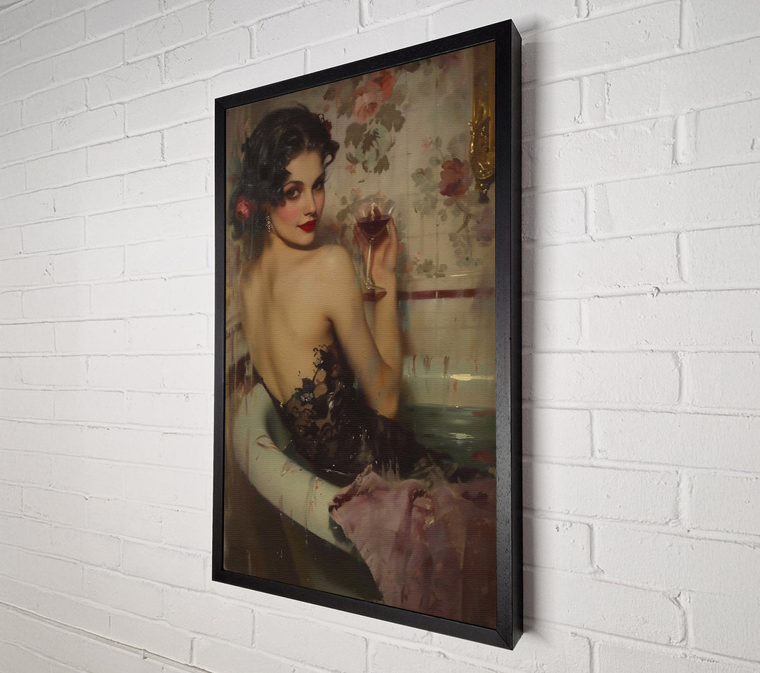 A Canvas Print of Black Lace And Wine Canvas Wall Art