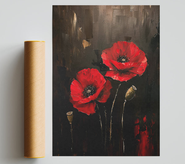 Crimson Poppies Bloom Print