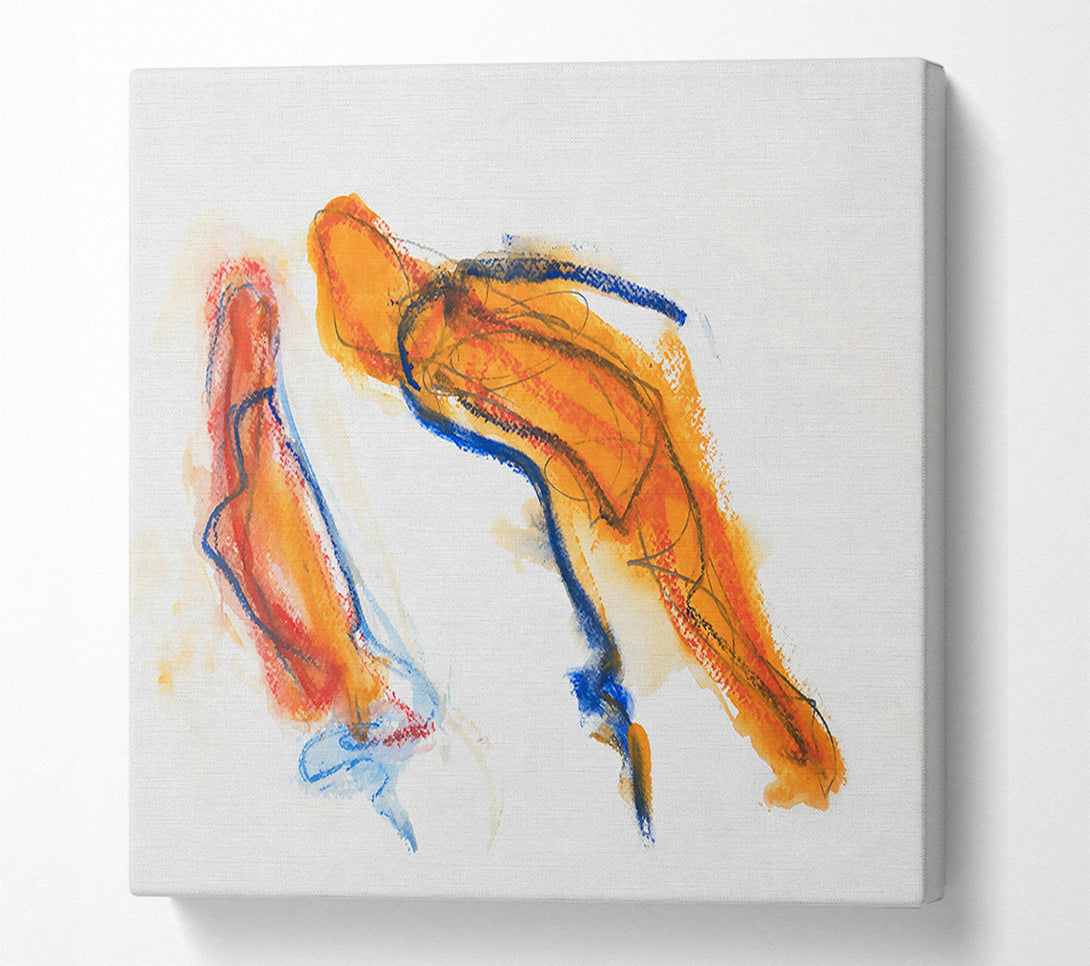  A Canvas Print of Orange Abstract Flow Canvas Art