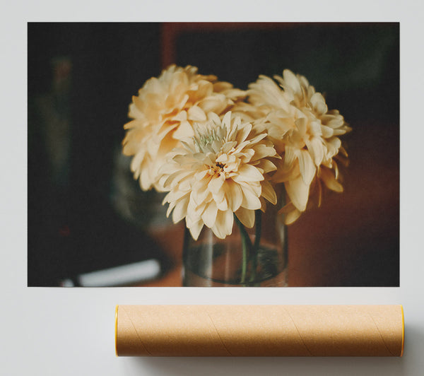 Creamy Blooms In Glass Print