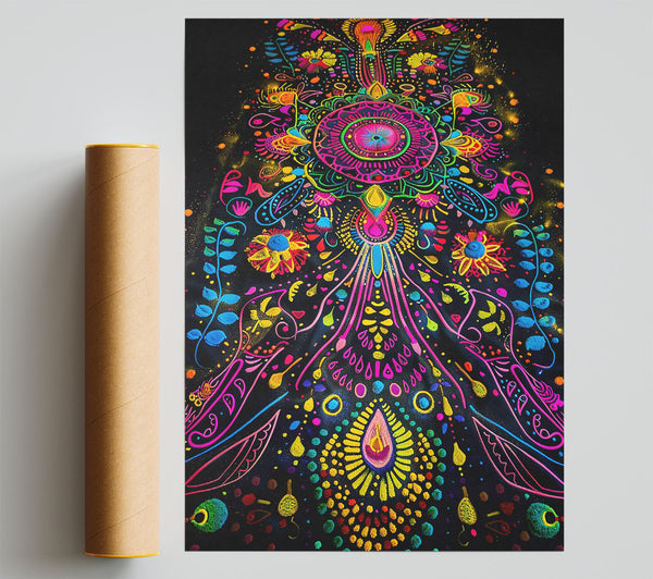 Neon Yellow Mandala Print