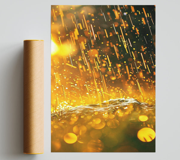 Golden Rain Drops Poster