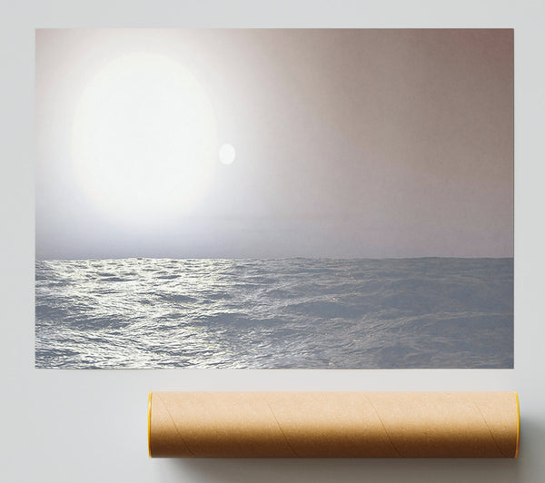 Silver Ocean Sun Giclee Print
