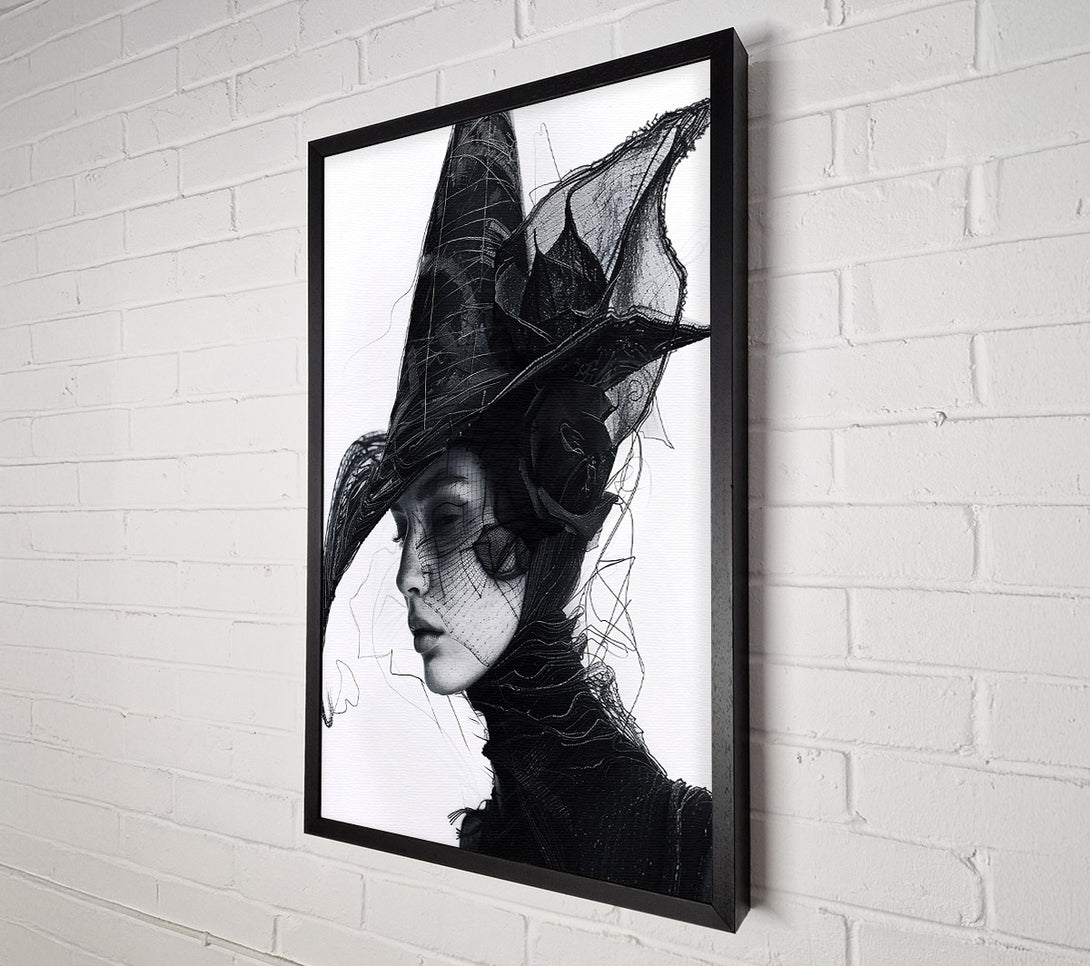  A Canvas Print of Black Veil And Hat Canvas Print