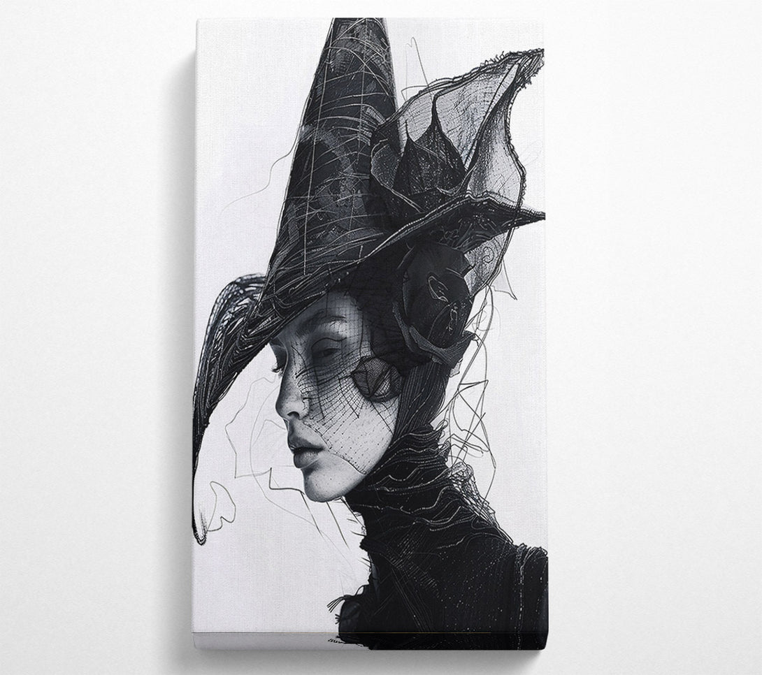  A Canvas Print of Black Veil And Hat Canvas Print