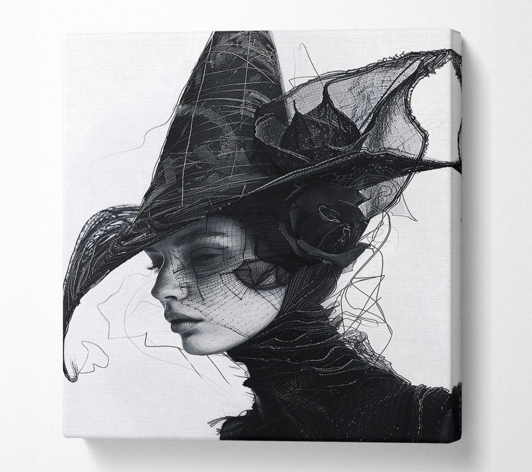  A Canvas Print of Black Veil And Hat Canvas Print
