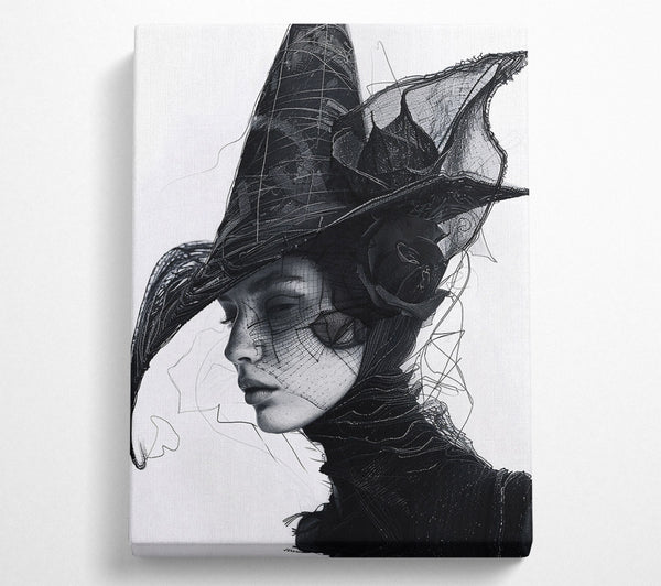  A Canvas Print of Black Veil And Hat Canvas Print