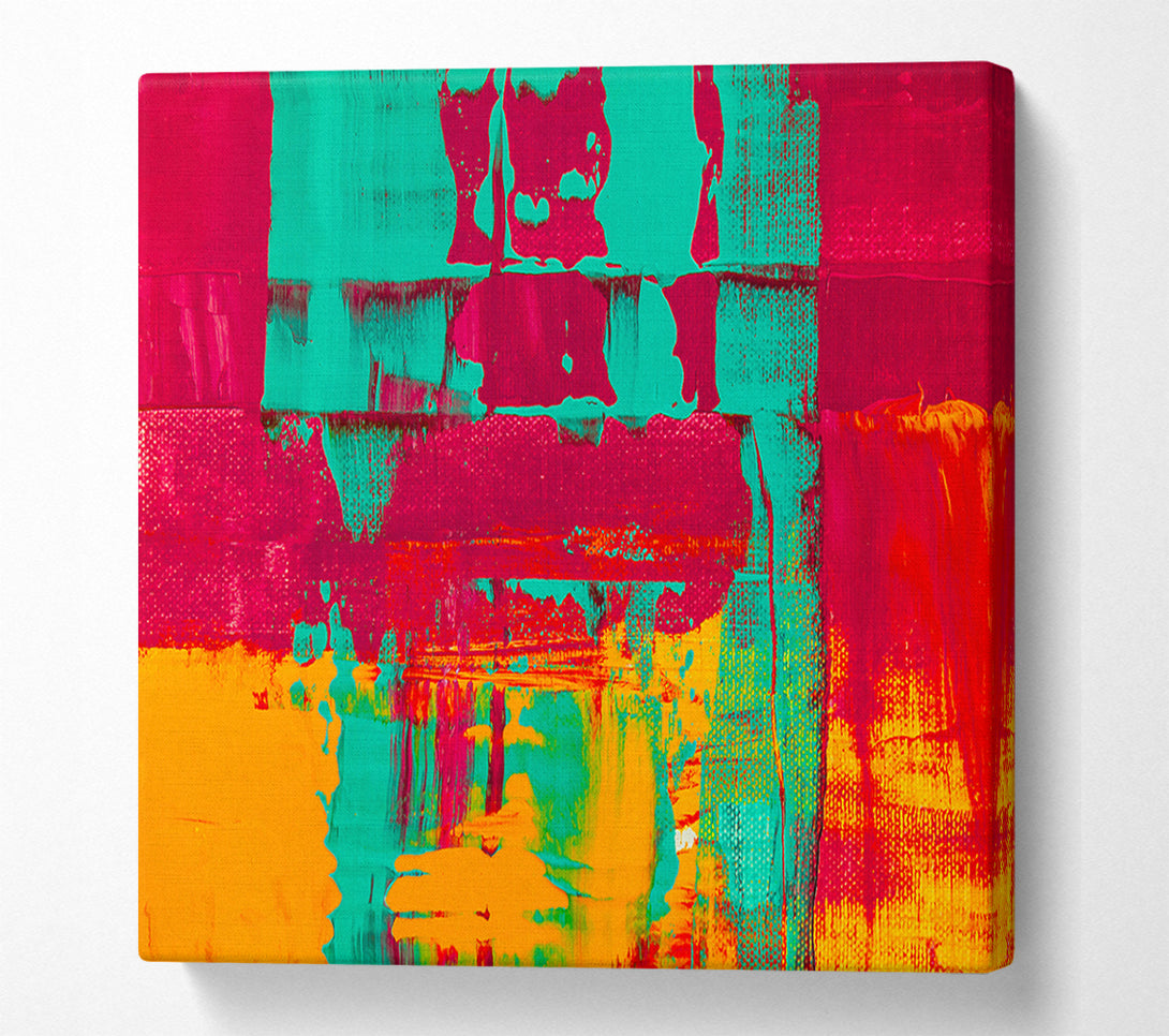  A Canvas Print of Aqua And Crimson Abstract Canvas Print