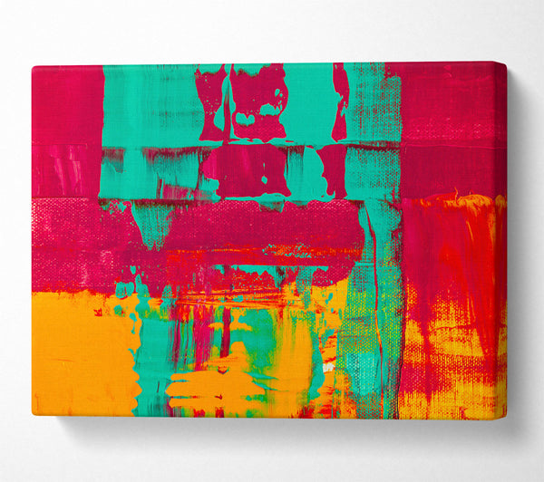  A Canvas Print of Aqua And Crimson Abstract Canvas Print