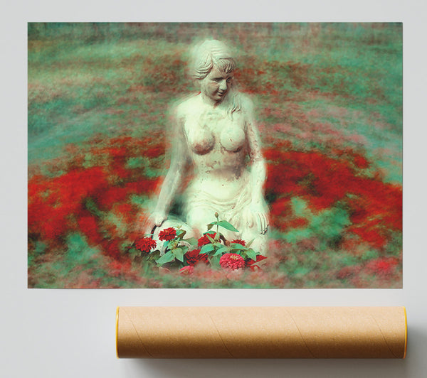 Pale Beauty In Red Mist Print