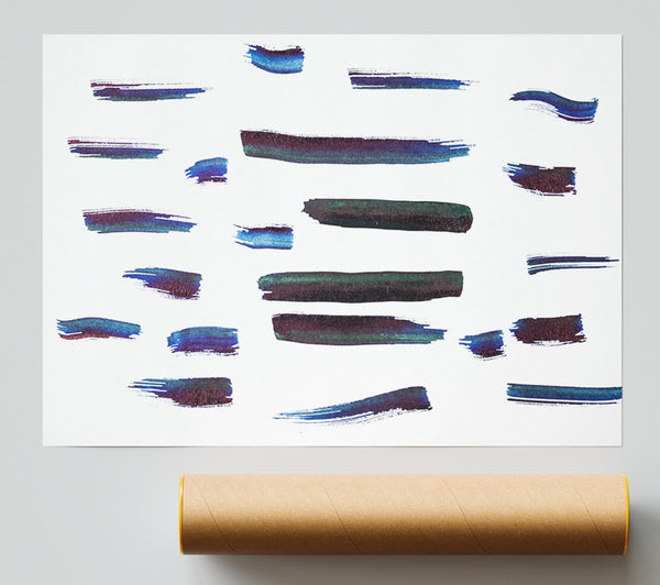 Indigo Brushstrokes Symphony. Print