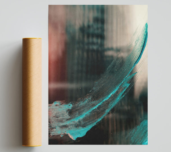 Teal Abstract Stroke Giclee Print