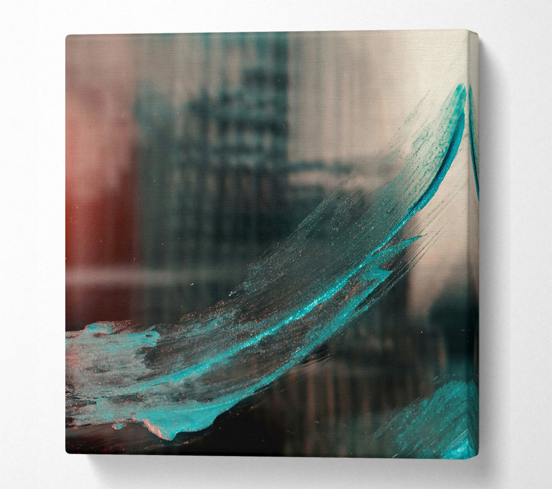 A Canvas Print of Teal Abstract Stroke Canvas Art