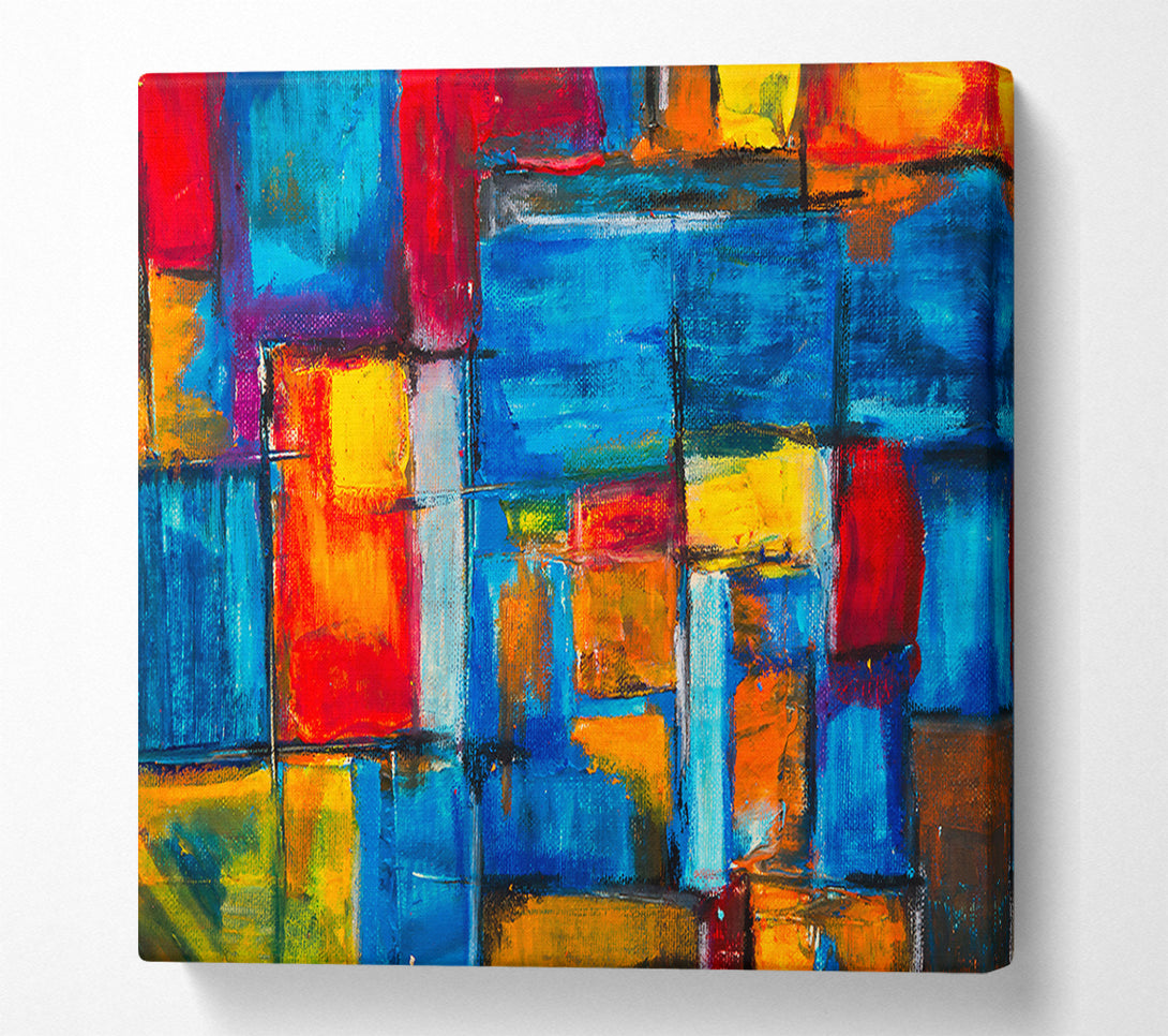  A Canvas Print of Blue Abstract Squares Canvas Print