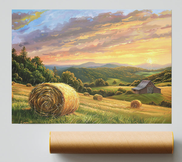 Golden Hay Sunset Print