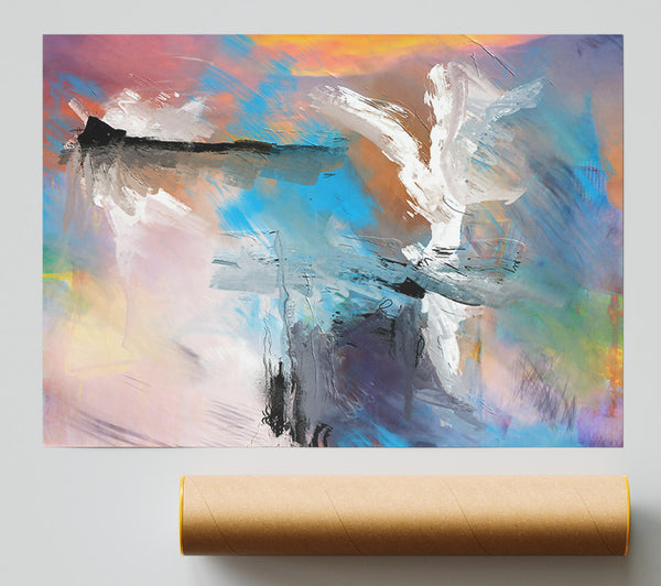 Azure Brushstrokes Poster