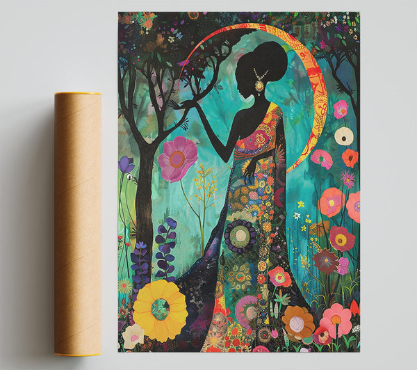 Teal Floral Dream Poster