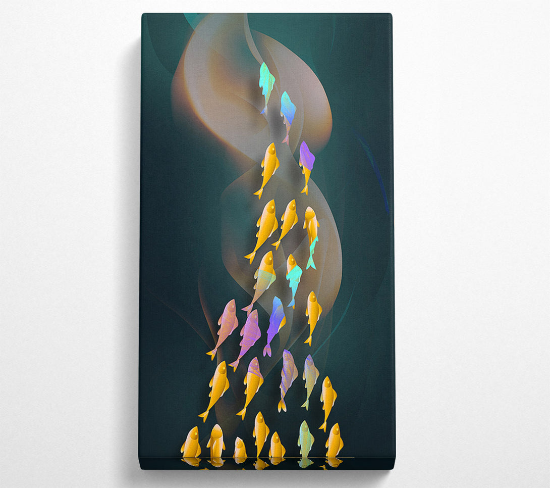  A Canvas Print of Flow Of Fish Gold Canvas Print