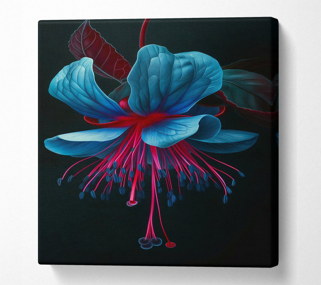  A Canvas Print of Teal Floral Bloom Canvas Wall Art