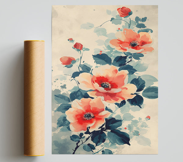 Coral Blooming Branch Poster