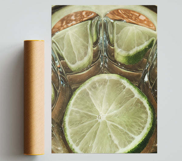 Pale Green Citrus Slice Poster