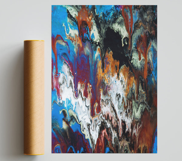 Blue And Red Flow Print