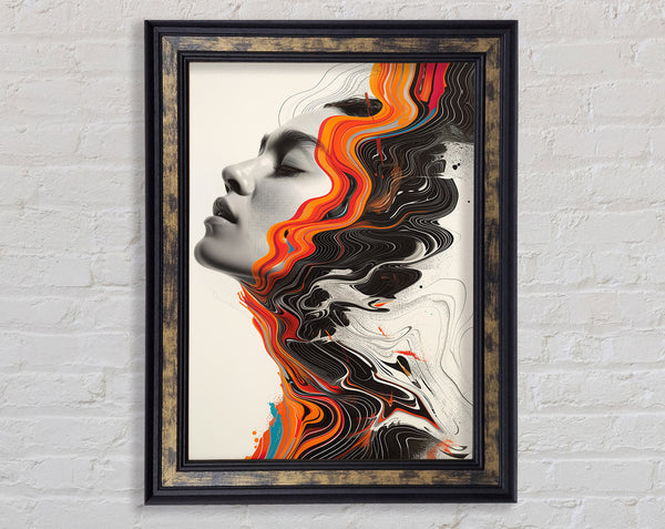 Flow Of Orange Woman Framed Print