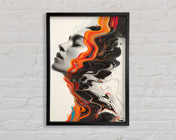 Flow Of Orange Woman Framed Print