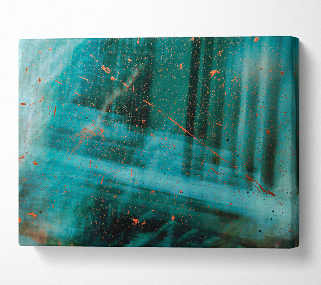  A Canvas Print of Teal Splashes Of Rust Canvas Print