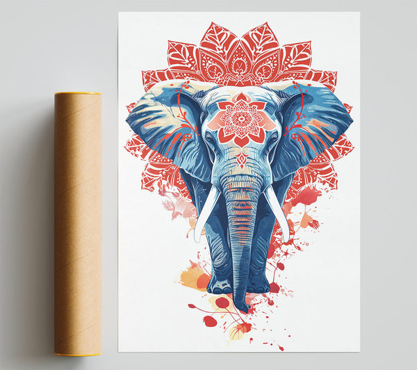 Red Mandala Elephant Poster