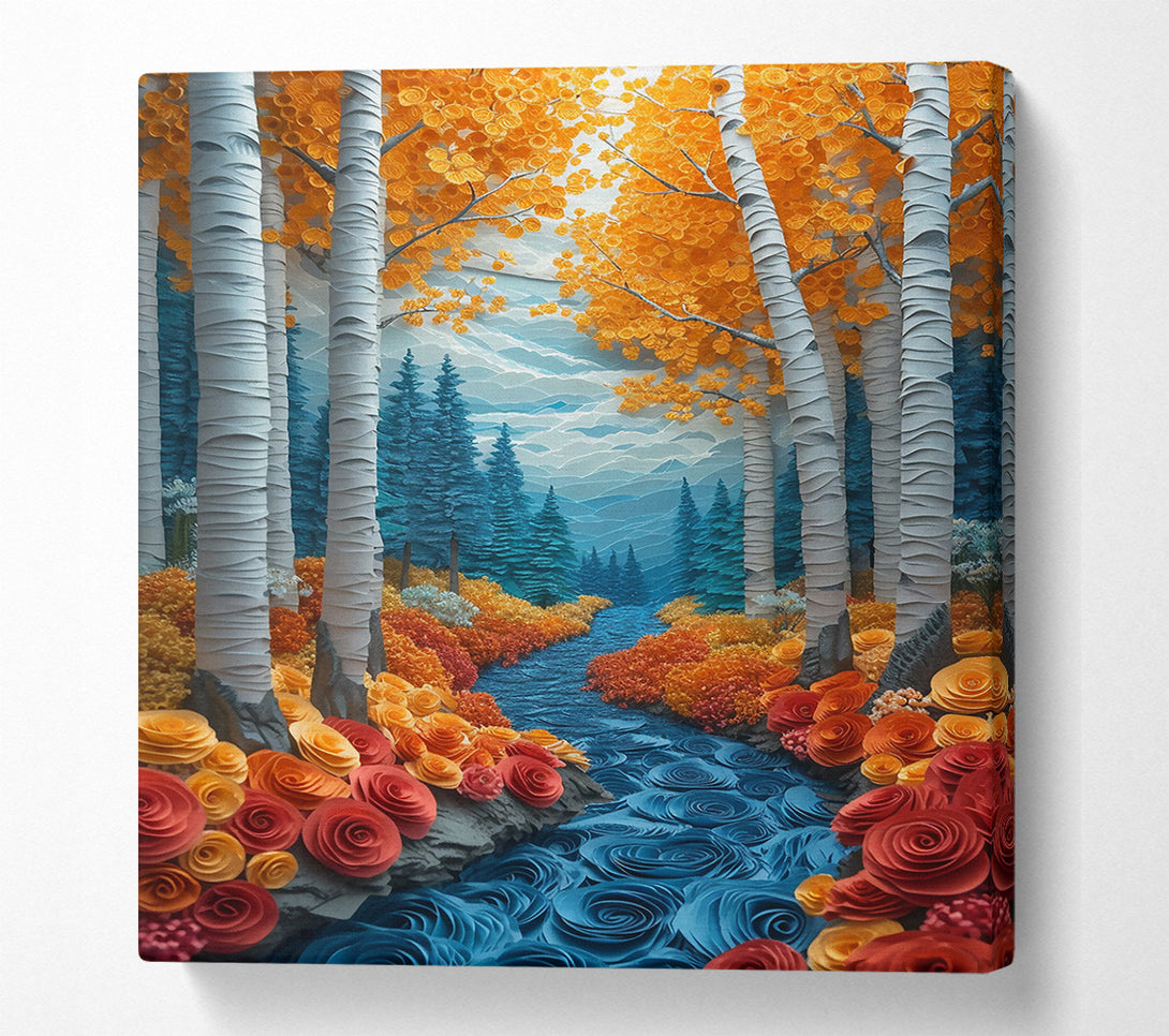  A Canvas Print of Blue River Through Fall Canvas Art