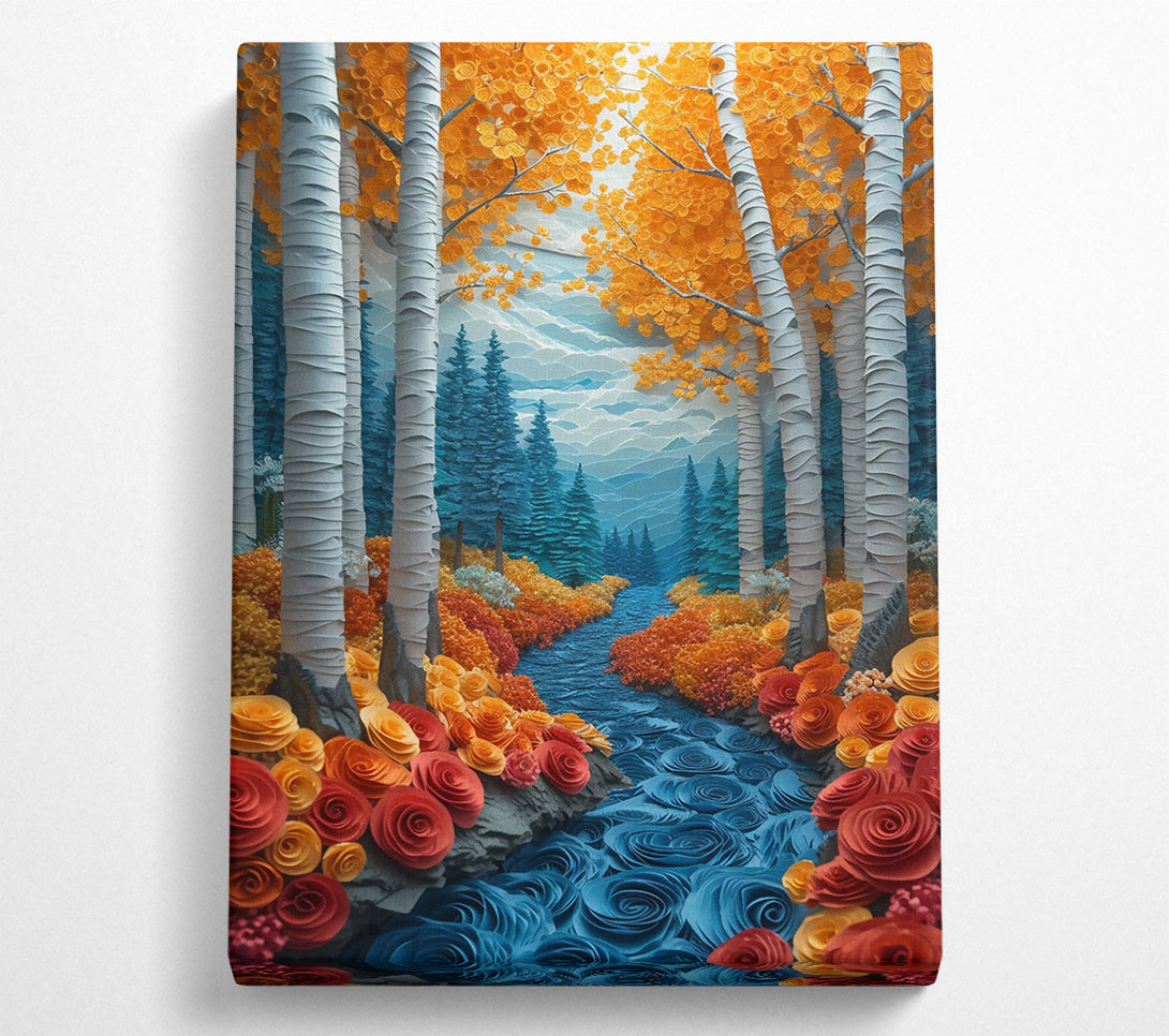  A Canvas Print of Blue River Through Fall Canvas Art