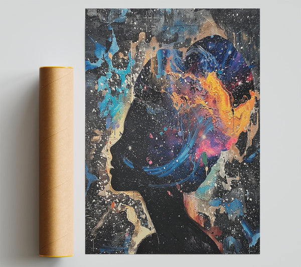 Cosmic Blue Silhouette Poster
