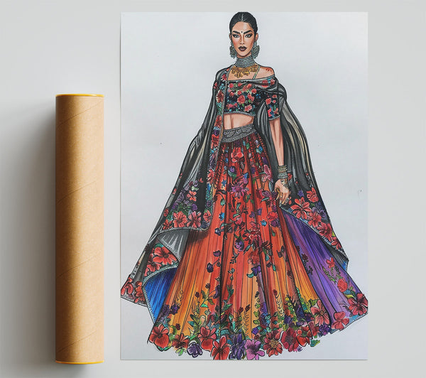 Crimson Floral Fantasy Giclee Print