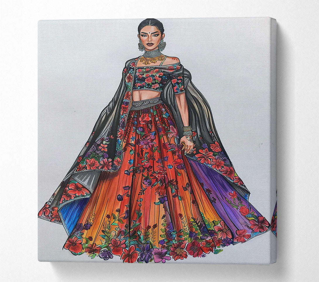  A Canvas Print of Crimson Floral Fantasy Canvas Wall Art