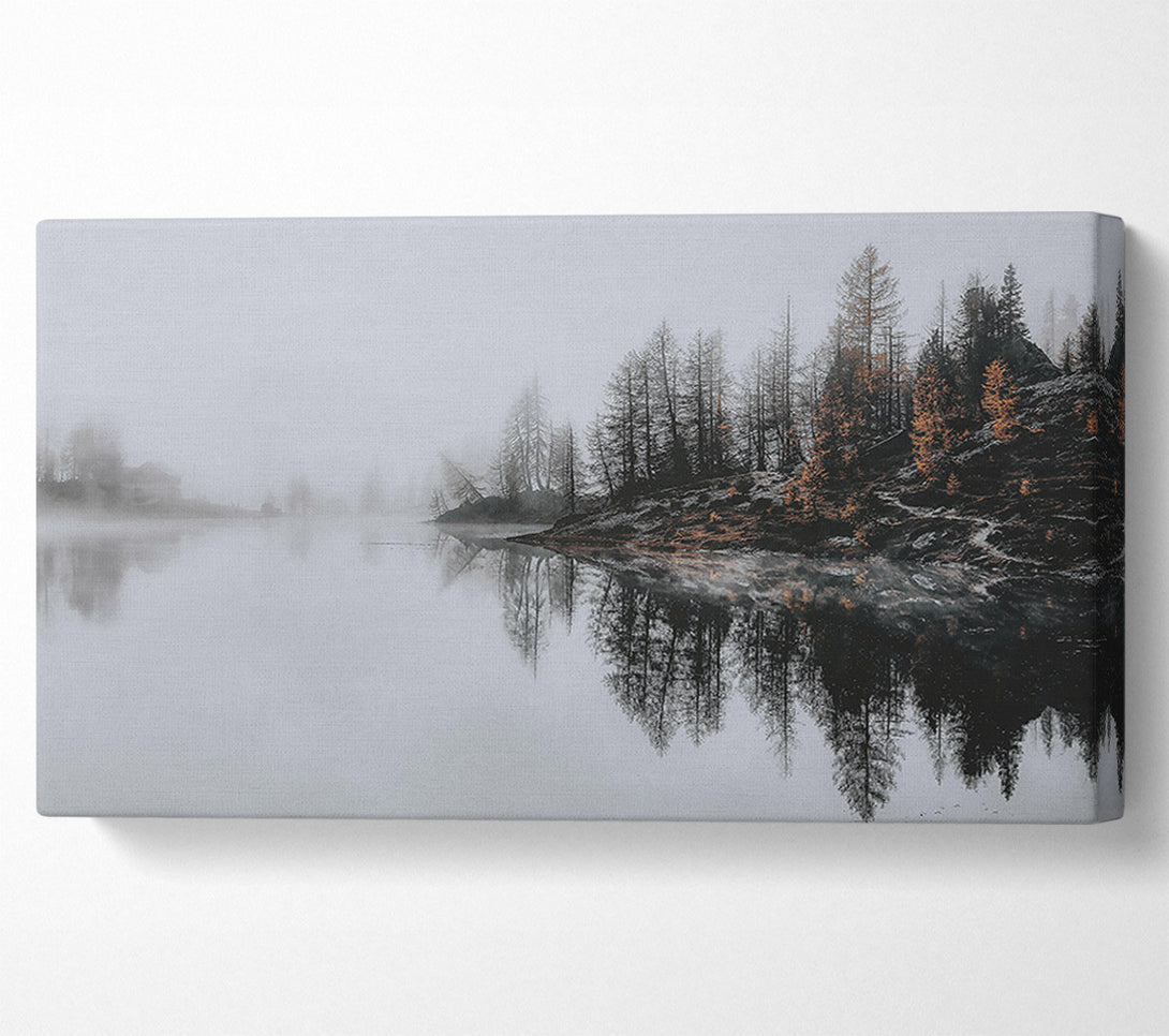  A Canvas Print of Golden Foggy Reflections Canvas Wall Art