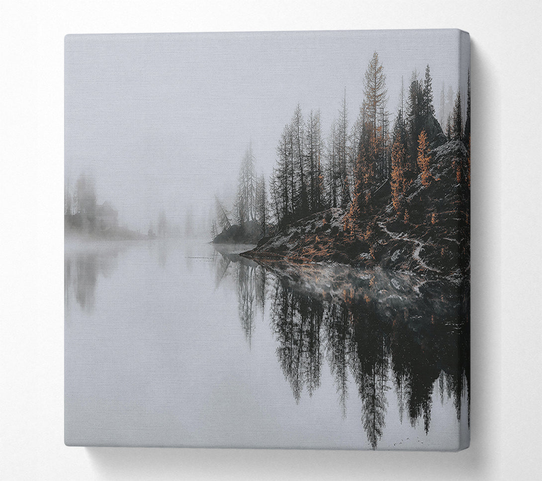  A Canvas Print of Golden Foggy Reflections Canvas Wall Art