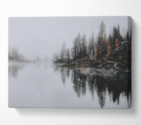  A Canvas Print of Golden Foggy Reflections Canvas Wall Art