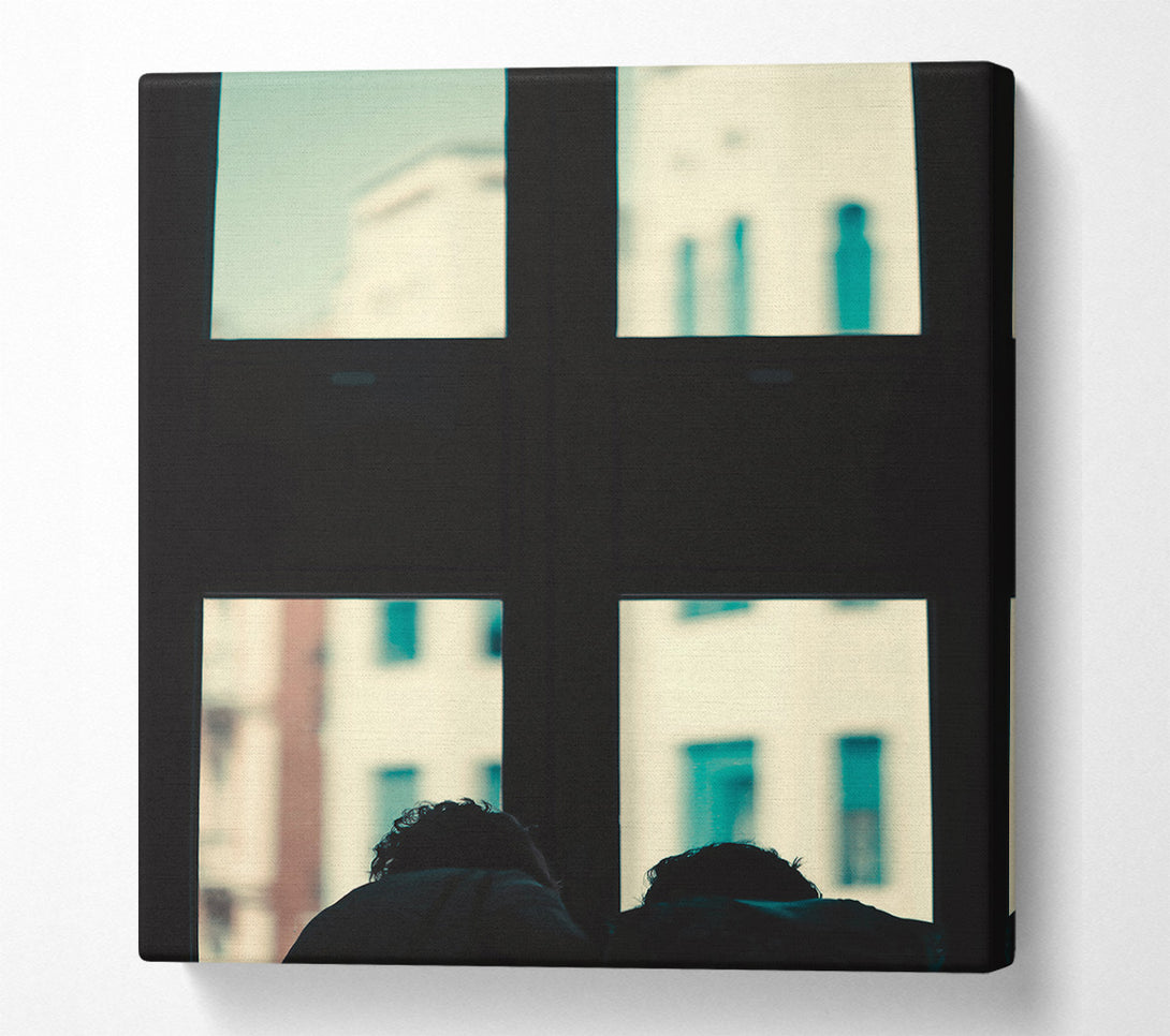  A Canvas Print of Teal Window View Canvas Wall Art