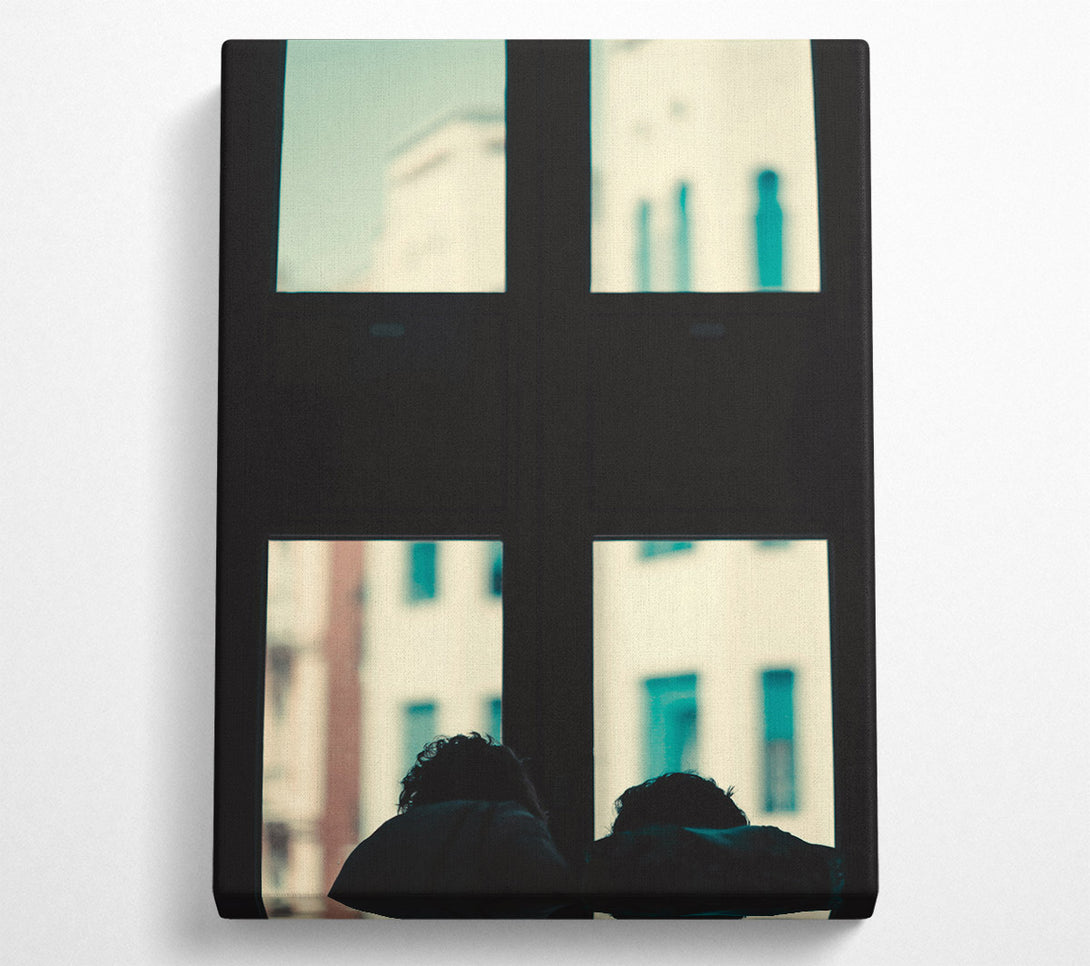  A Canvas Print of Teal Window View Canvas Wall Art